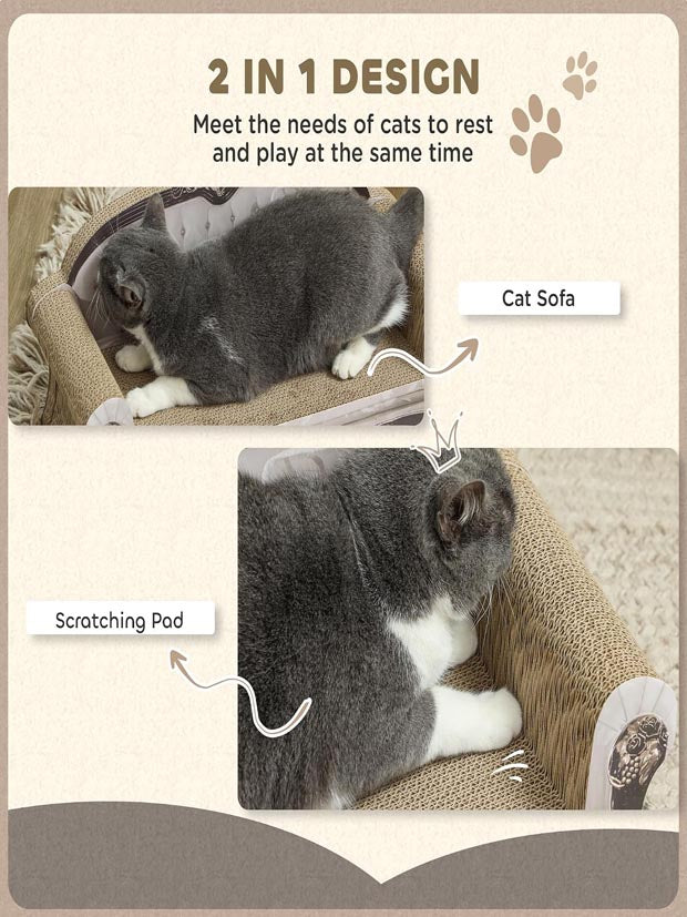 PawHut Cat Scratching Board 2-in-1 Cardboard Lounge with Catnip, Brown