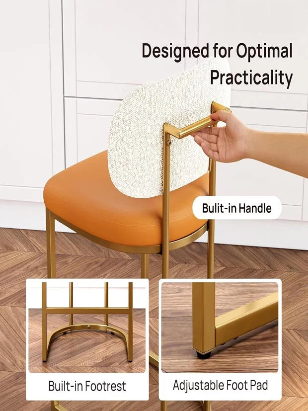 ALPHA HOME Bar Stools Set Counter Chairs with Backs and 9 CM Seat