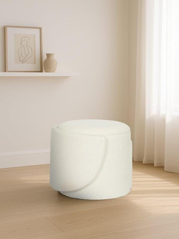 Teddy Boucle Tub Chair With Hidden Storage, Round Vanity Seat