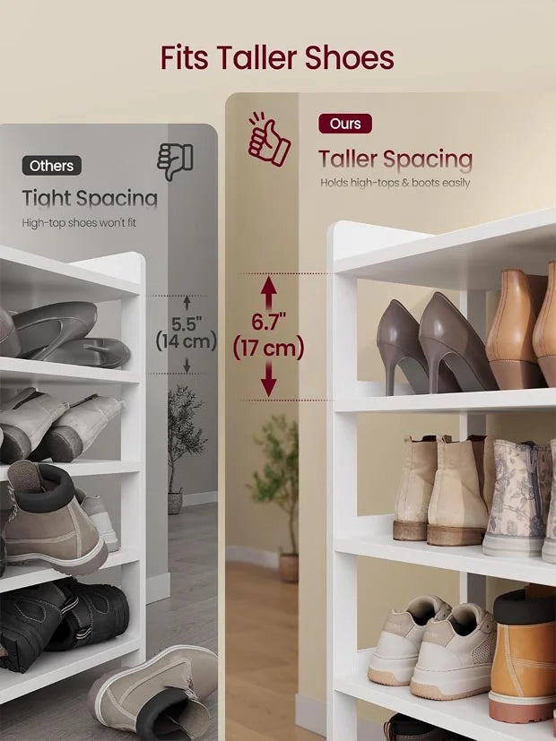 VASAGLE 5-Tier Shoe Rack, Open Shoe Storage with Top Tray
