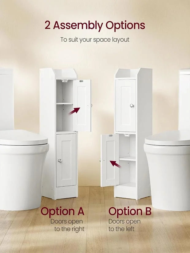 VASAGLE Slim Bathroom Cabinet, Narrow Toilet Paper Storage, Traditional
