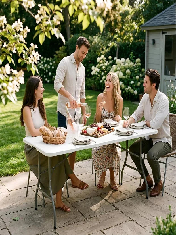 Harbour Housewares Rectangle Portable Folding Trestle Table 180cm - White