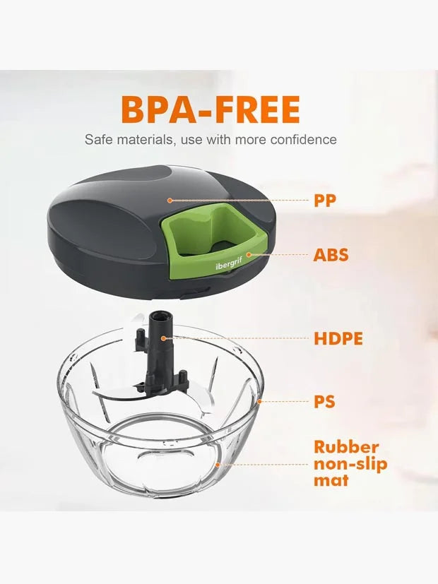 Ibergrif Manual Food Chopper, Vegetable Chopper with Easy Pull Cord