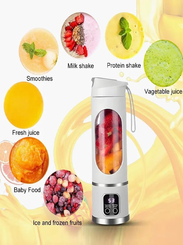 Portable Blender, 450ml Mini Blender USB Rechargeable Personal Blender for Shakes