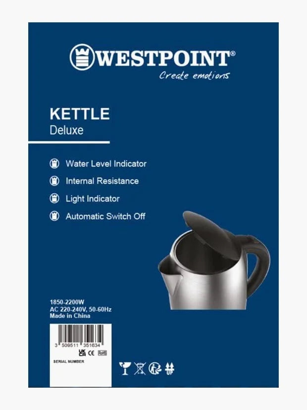Westpoint Deluxe Brushed Stainless Steel QUIET BOIL Electric Kettle, 1.7 Litre