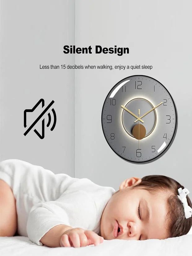 Ergocar Silent Art Deco Metal Wall Clock,