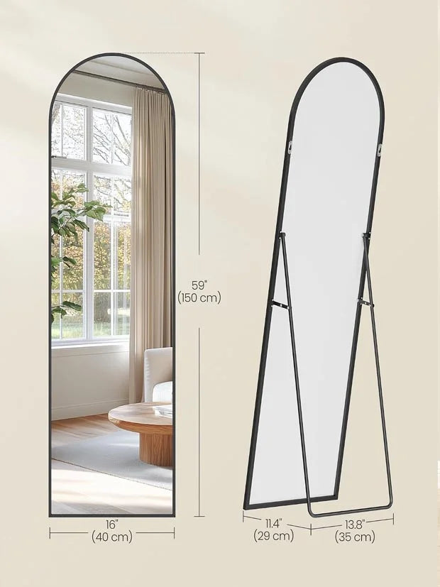 SONGMICS Full Length Mirror, 150 x 40 cm, Arched Full Body Mirror