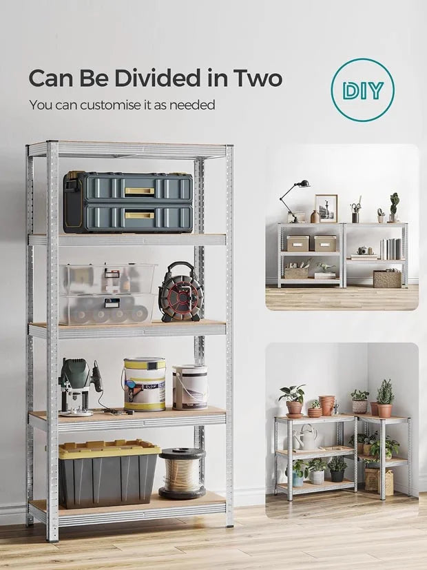 SONGMICS 5-Tier Heavy-Duty Shelving Units, Set of 2 Steel Shelving