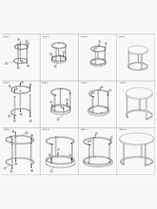 DIVCHI Nest of Tables Set of 3 Round – Modern Nesting Coffee Tables