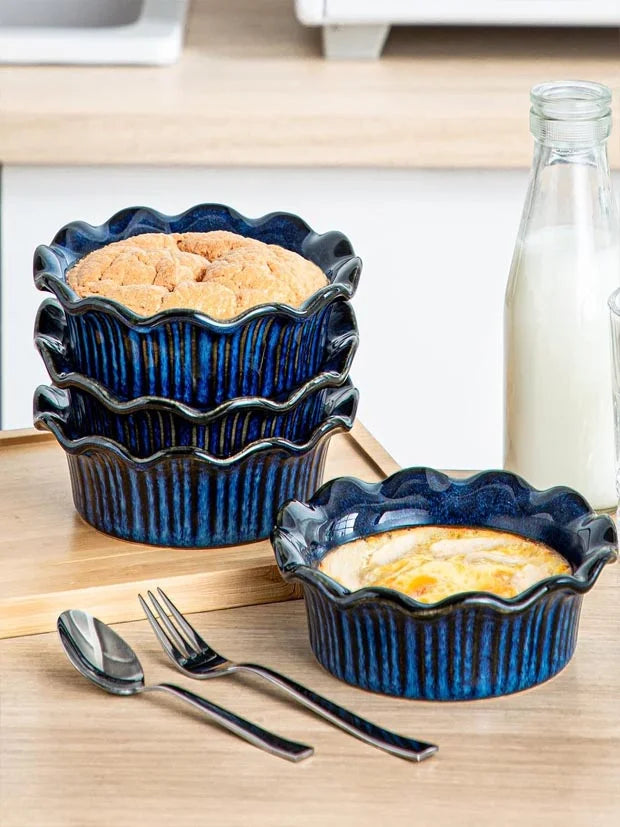 vancasso Ceramic Pie Dishes Set of 6, 13.3cm Individual Tart Tins for Oven and Baking, Small Pie Tin
