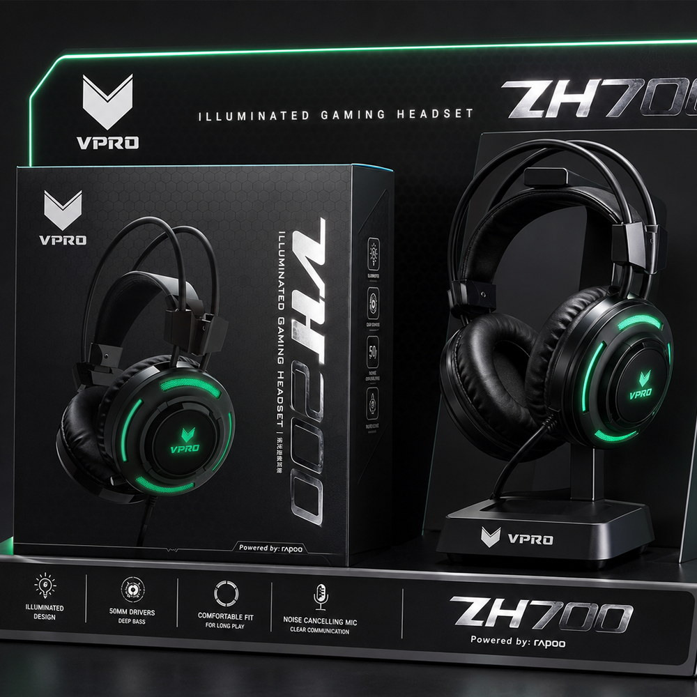 VPRO VH200 Gaming Illuminated Headset Black